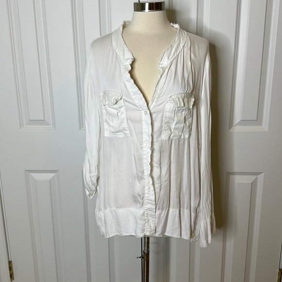 Nikki D’Oggi St. Tropez White Button Down Cover up Shirt SzM - Picture 1 of 10